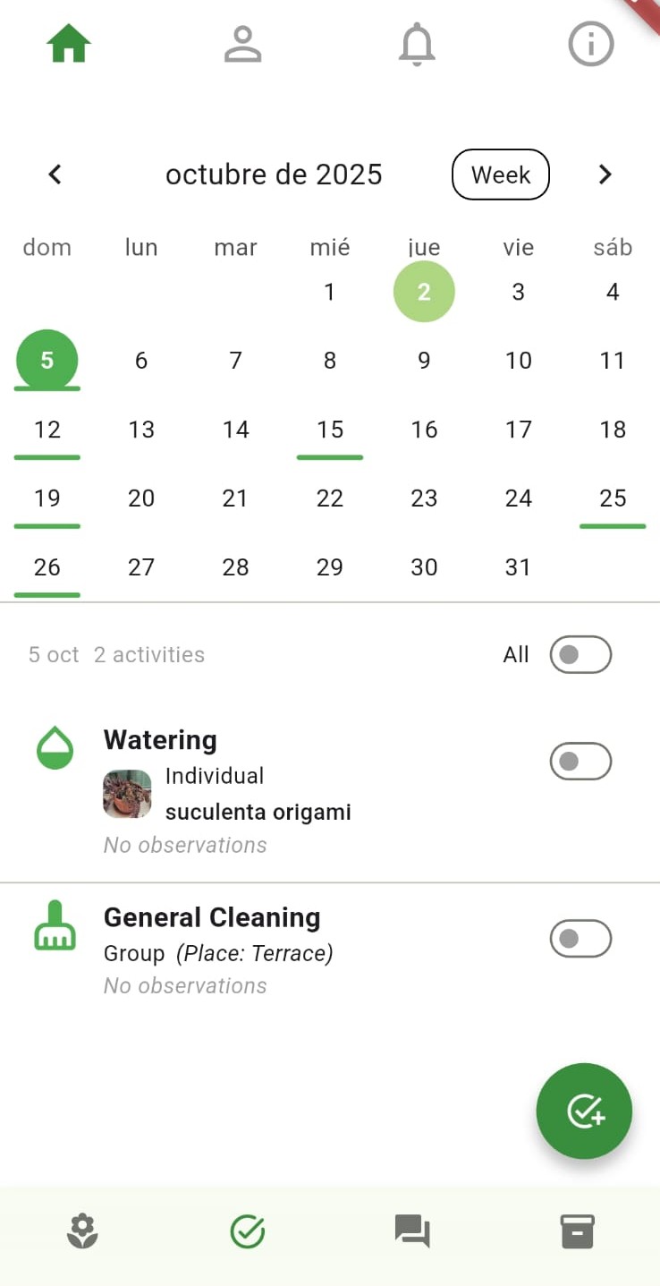 Photo gallery tracking plant growth in My Garden