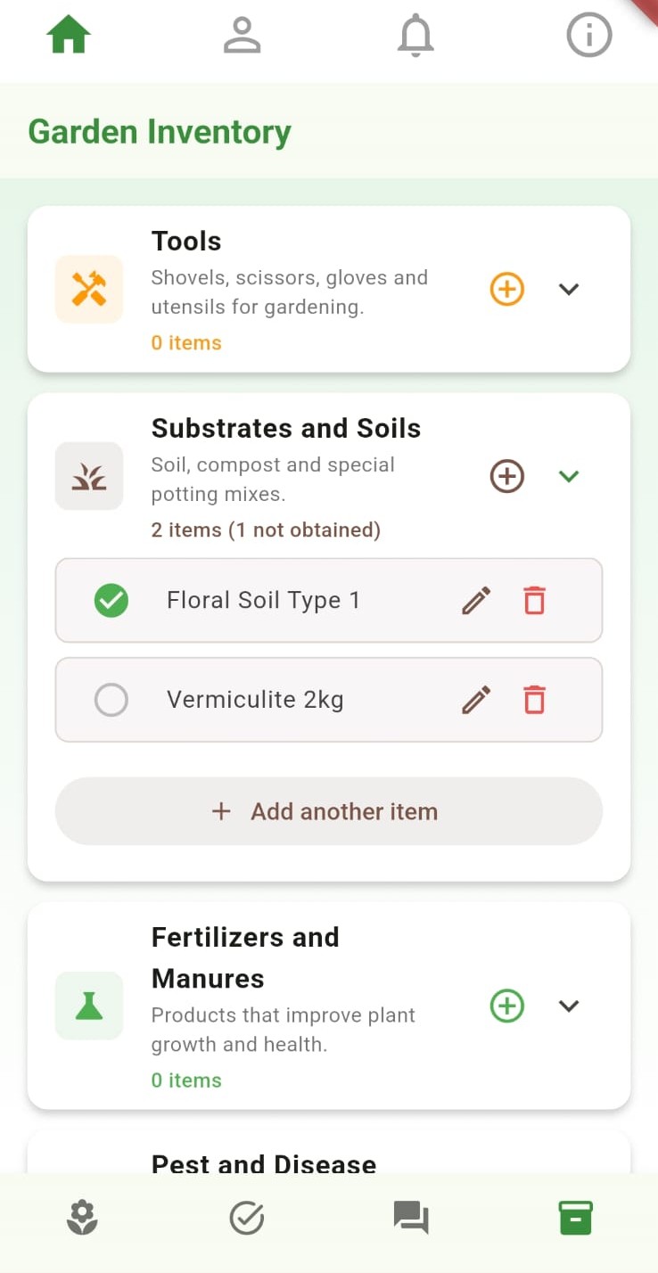 Plant care history timeline in My Garden