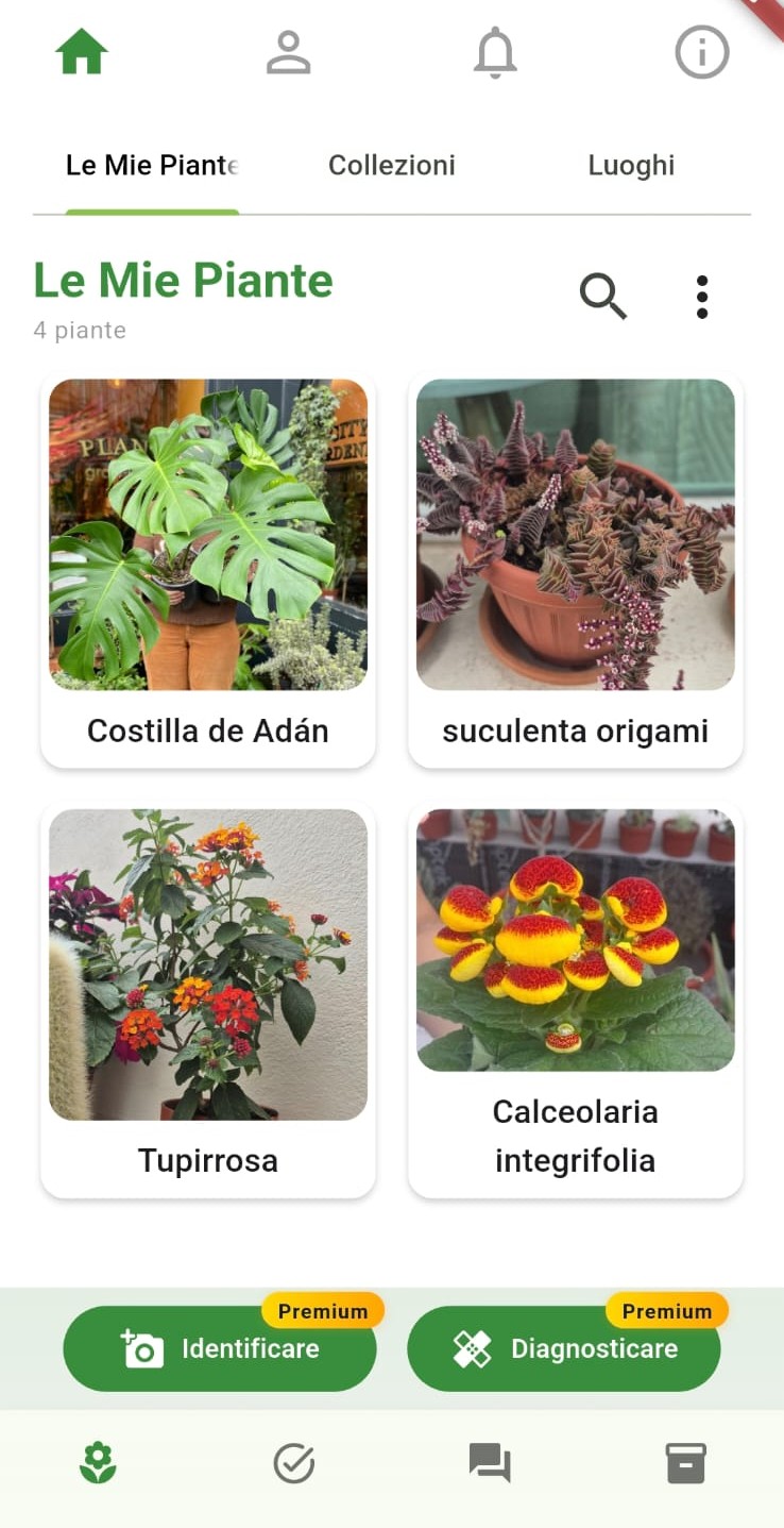 Schermata di identificazione delle piante in Il Mio Giardino