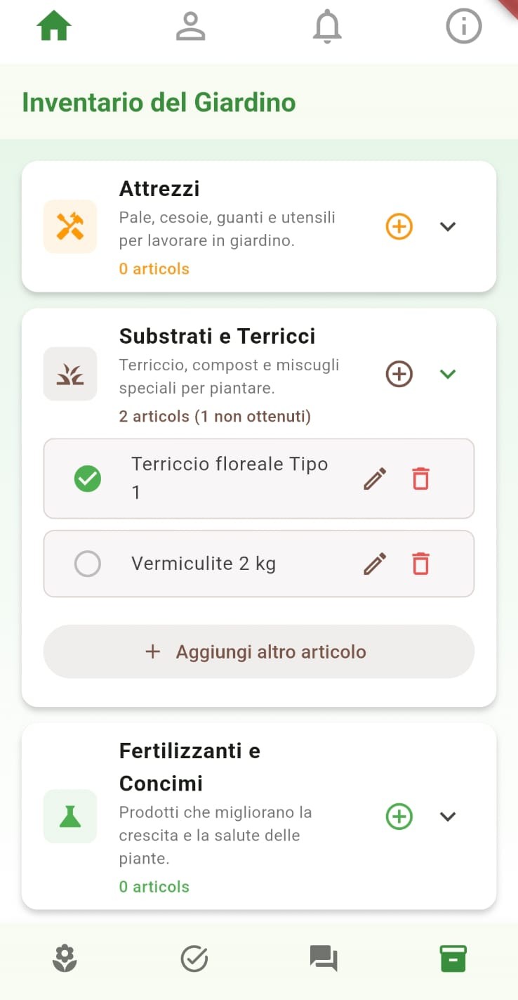 Storico delle cure delle piante in Il Mio Giardino